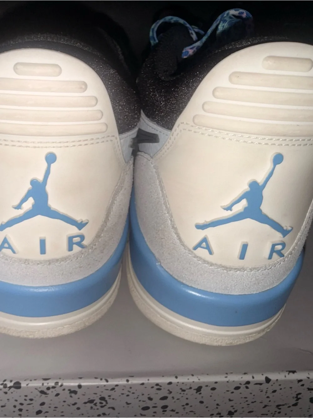 Jordan Light Blue and Black Low-Top Sneakers with Patterned Laces 312 size 12